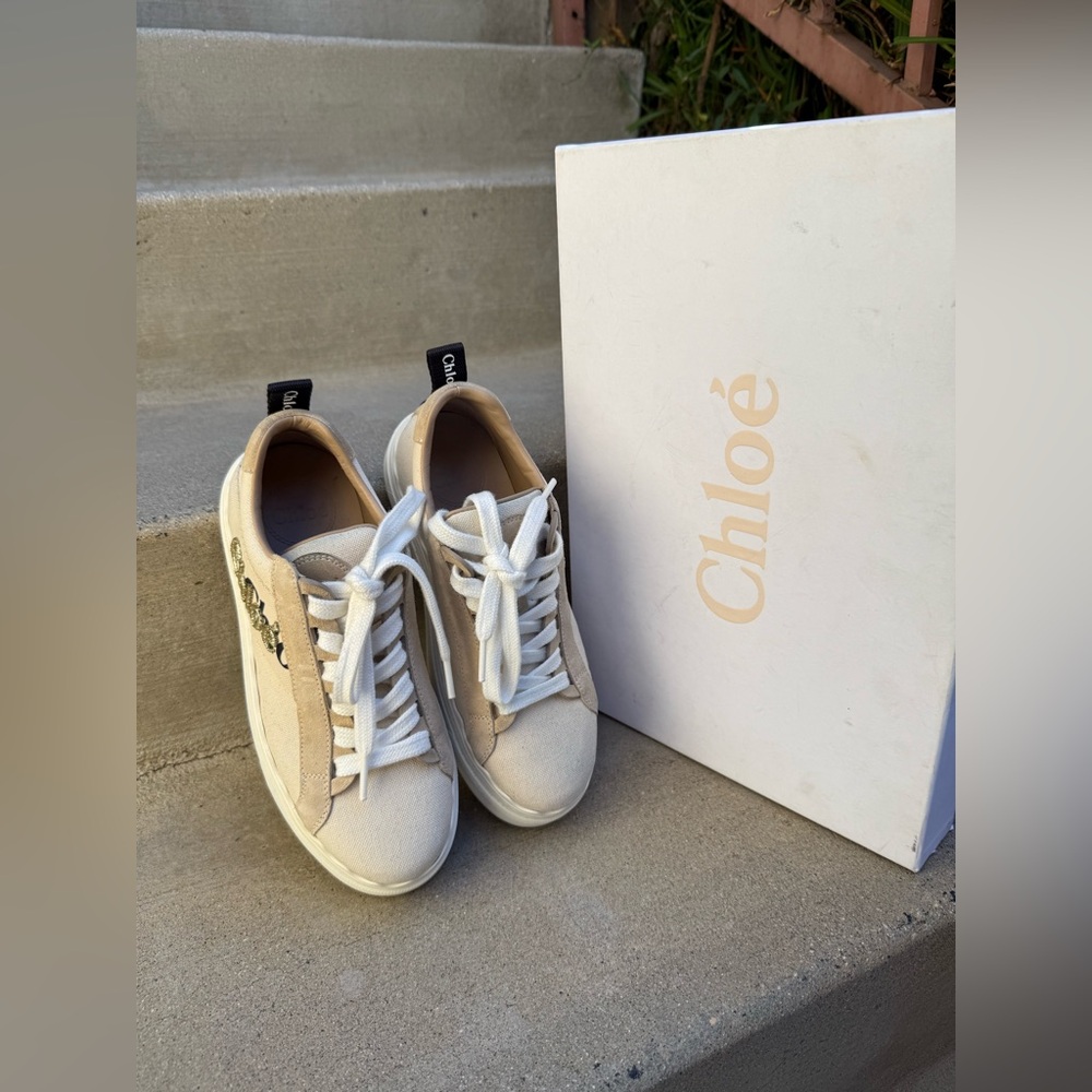 Chlo Lauren Low Top Sneaker, Canvas & Suede - image 1